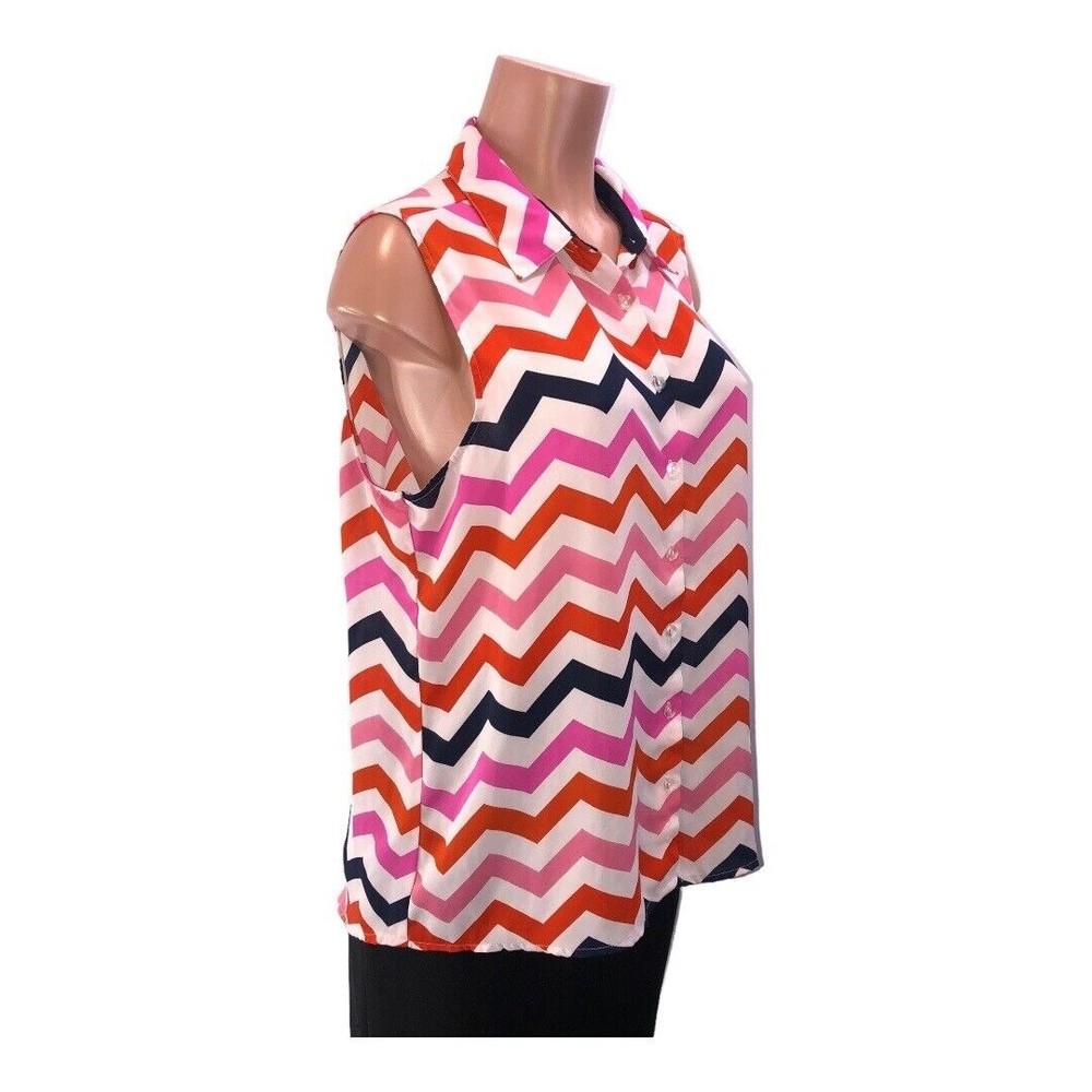 New Direction Size XL tunic blouse flowy Pink/white floral sleeveless v … - Picture 5 of 12